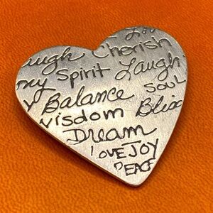 Marcie Pewter Heart Inspirational Brooch Pendant
